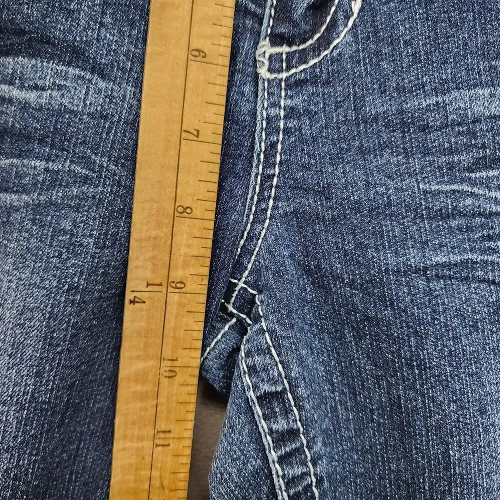 Rue21 Capri Jeans Women’s 11/12 Mid Rise Crop Stretch Denim Cuffed Sequin Pocket - Picture 11 of 12
